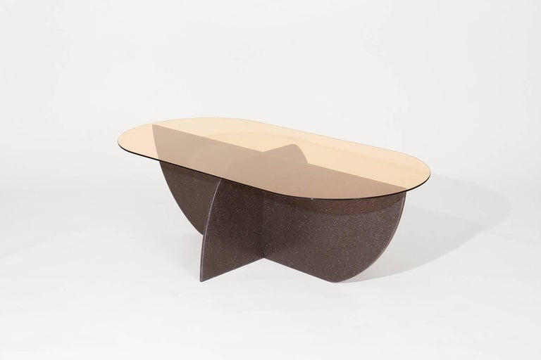 Aurora Coffee Table, Black Mosaic & Rose Glass