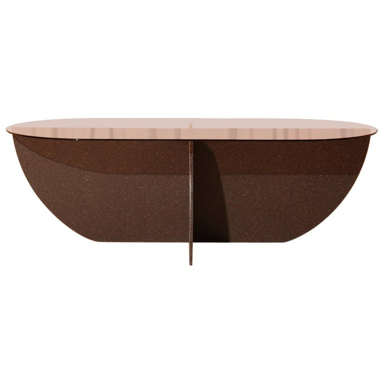 Aurora Coffee Table, Black Mosaic & Rose Glass