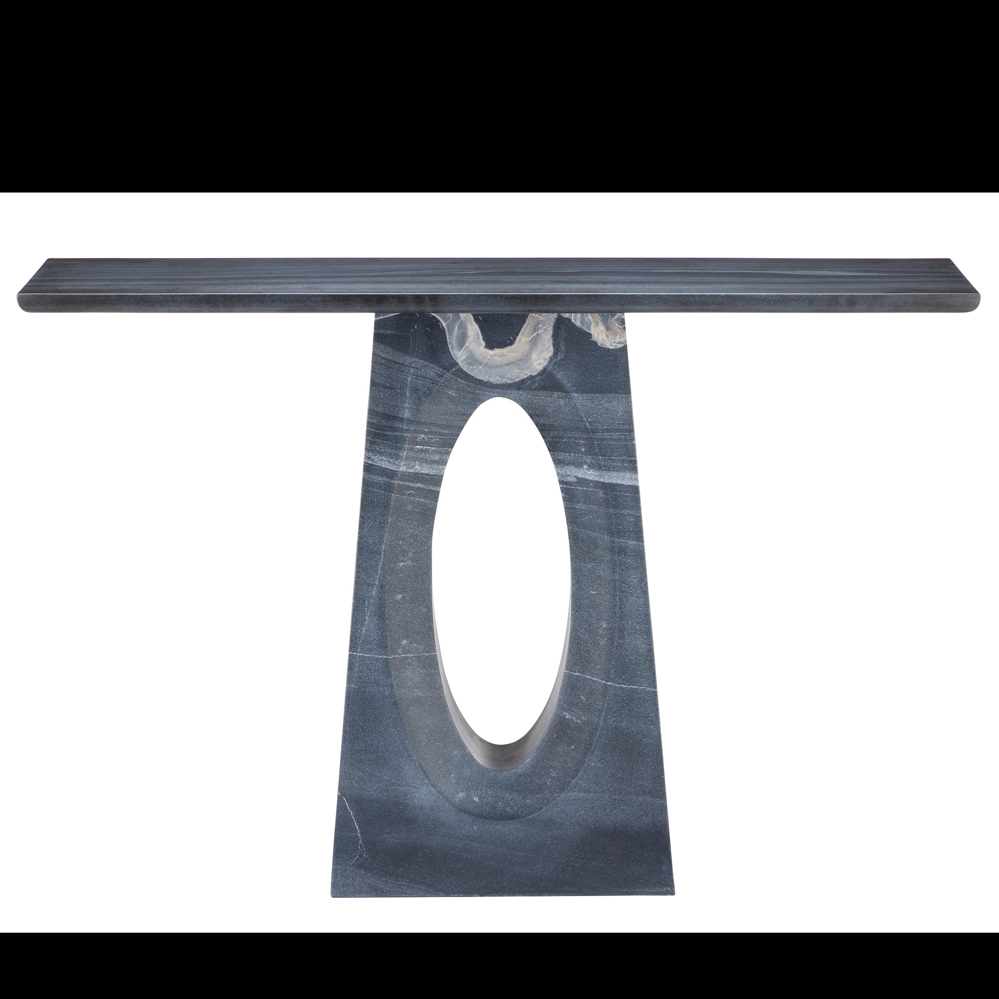 Currey & Company 32" Demi Black Bheslana Marble Console Table