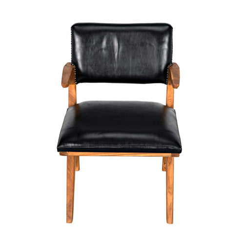 Noir Dolores Chair, Teak With Leather
