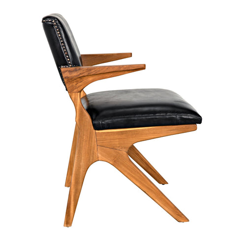 Noir Dolores Chair, Teak With Leather