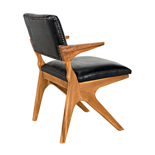 Noir Dolores Chair, Teak With Leather