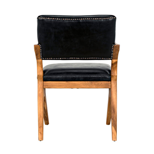 Noir Dolores Chair, Teak With Leather