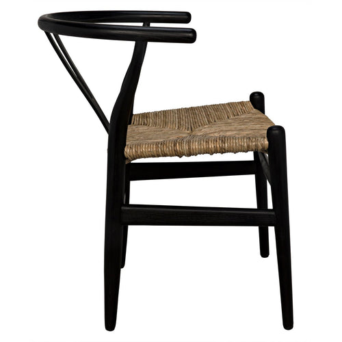 Noir Zola Chair With Rush Seat