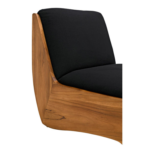 Noir Portofino Chaise, Teak With Black Cotton