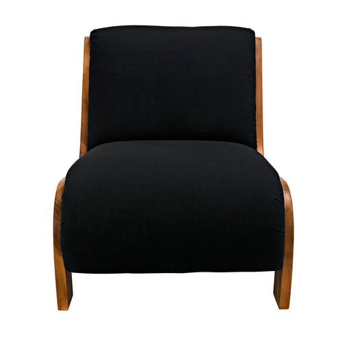 Noir Portofino Chaise, Teak With Black Cotton