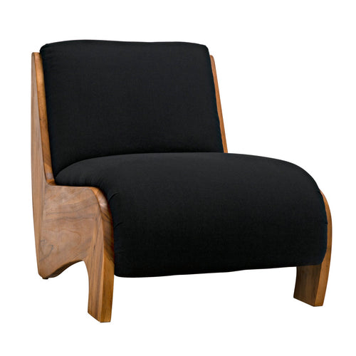 Noir Portofino Chaise, Teak With Black Cotton