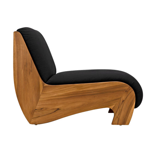 Noir Portofino Chaise, Teak With Black Cotton