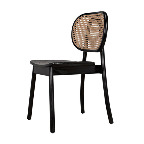 Noir Brahms Chair, Charcoal Black With Caning