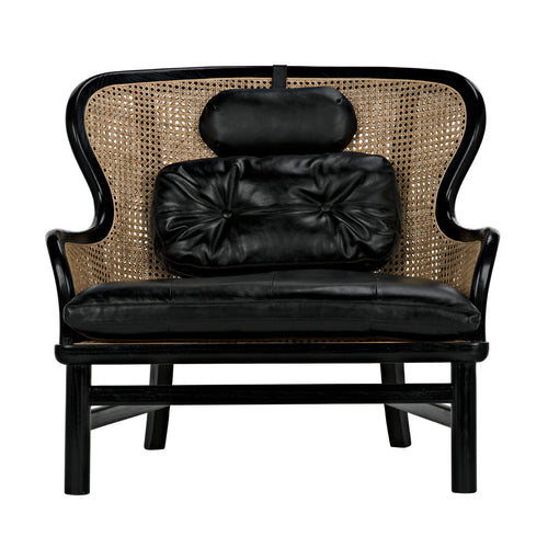 Noir Marabu Chair, Charcoal Black With Leather