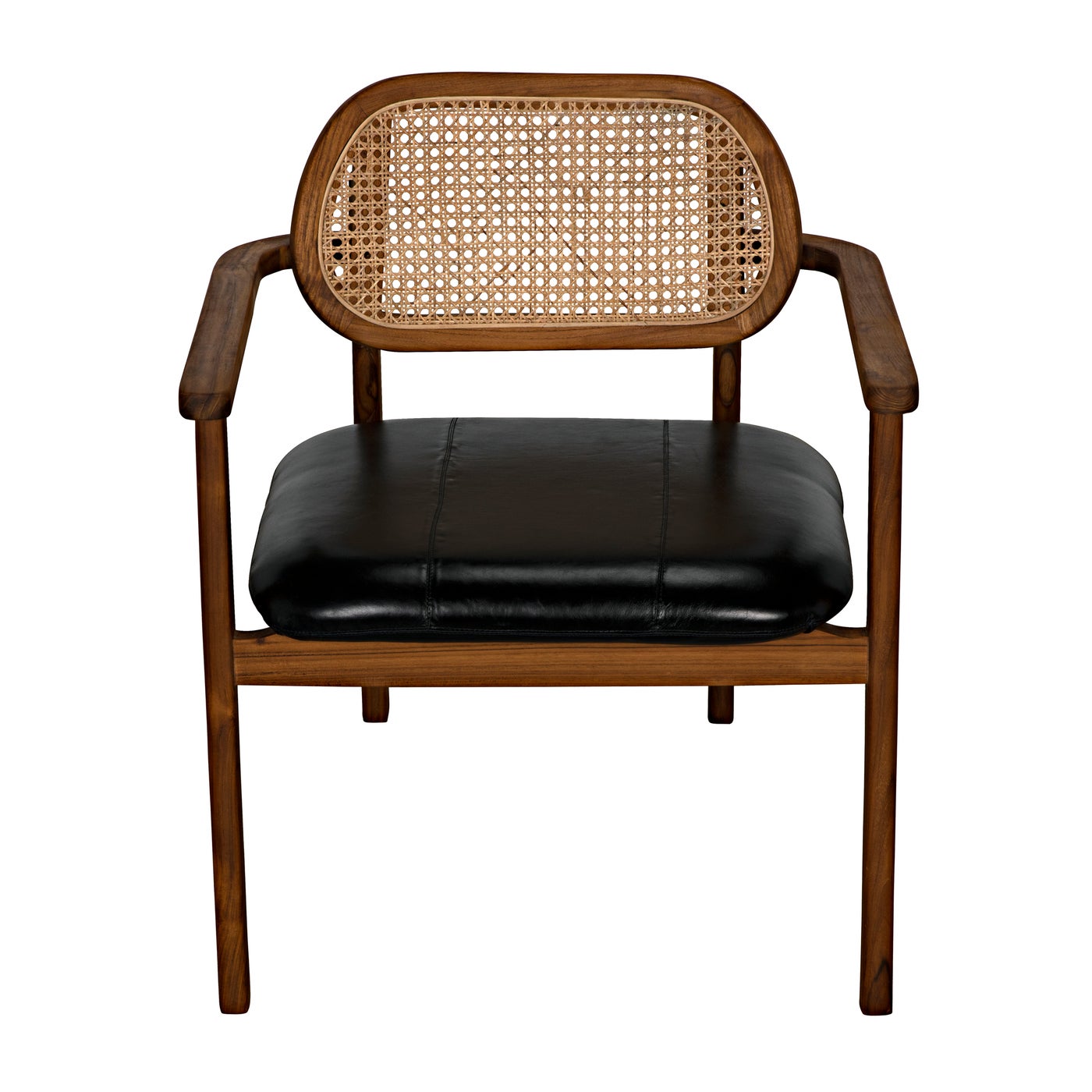 Noir Tolka Chair, Teak With Leather Seat