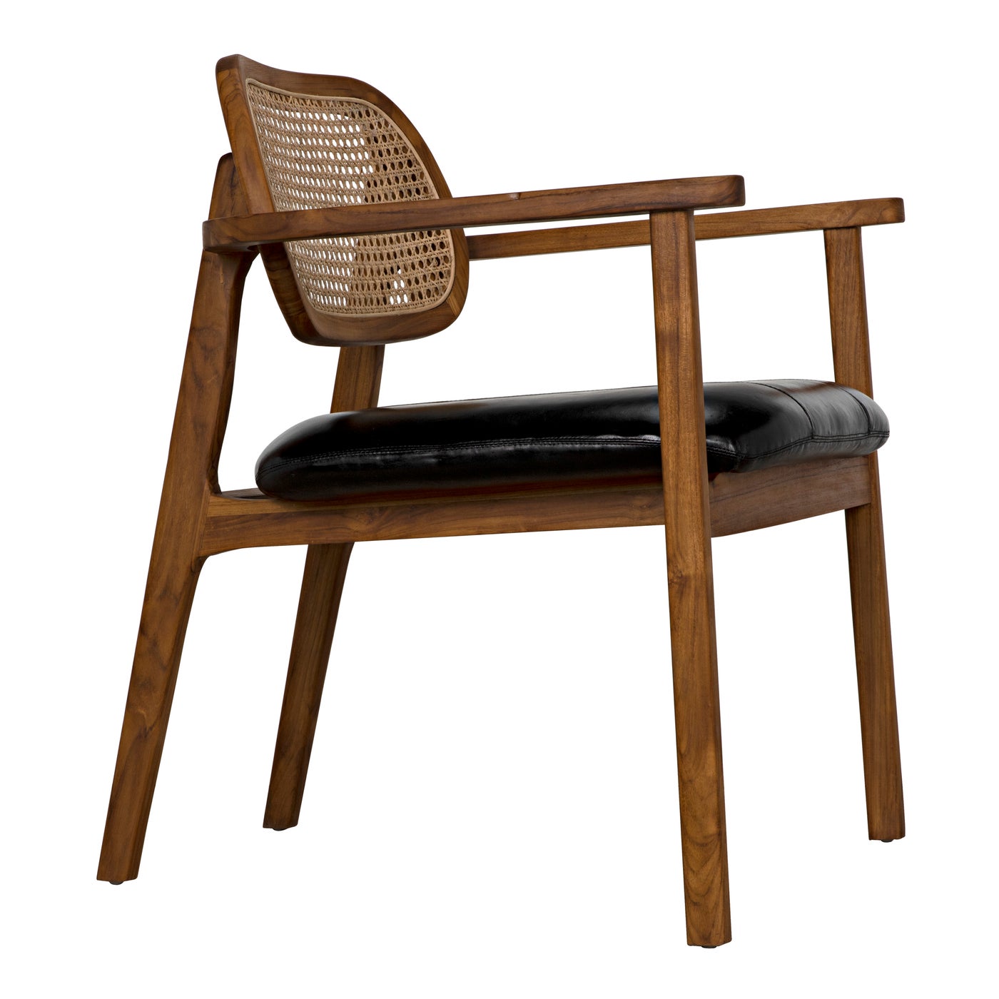 Noir Tolka Chair, Teak With Leather Seat