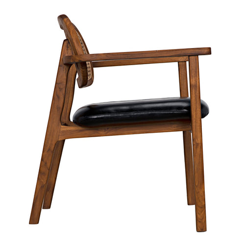 Noir Tolka Chair, Teak With Leather Seat