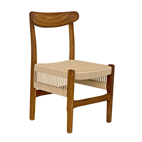Noir Shagira Chair, Teak With Woven Rope