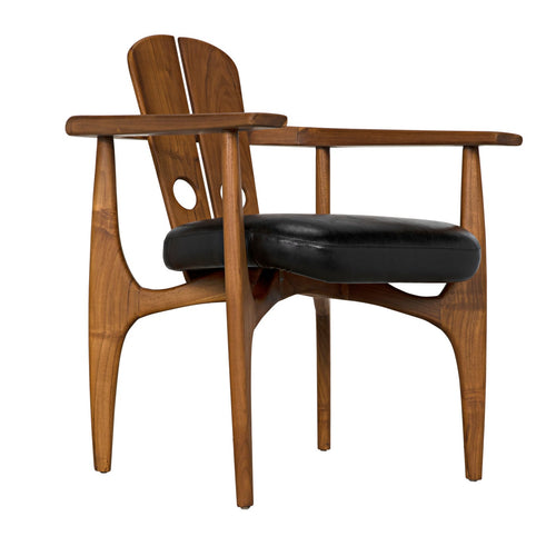 Noir Kato Chair, Teak With Leather