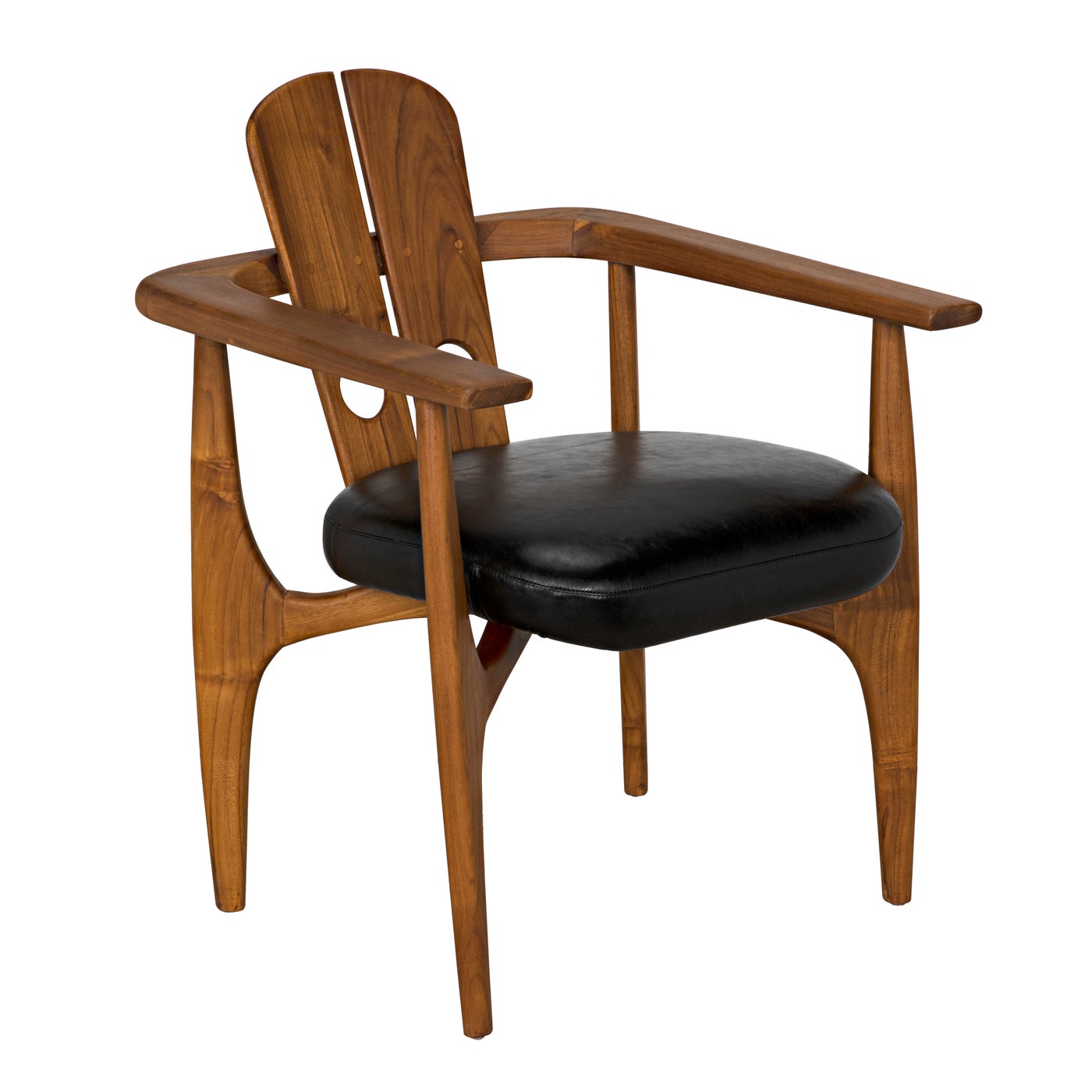Noir Kato Chair, Teak With Leather