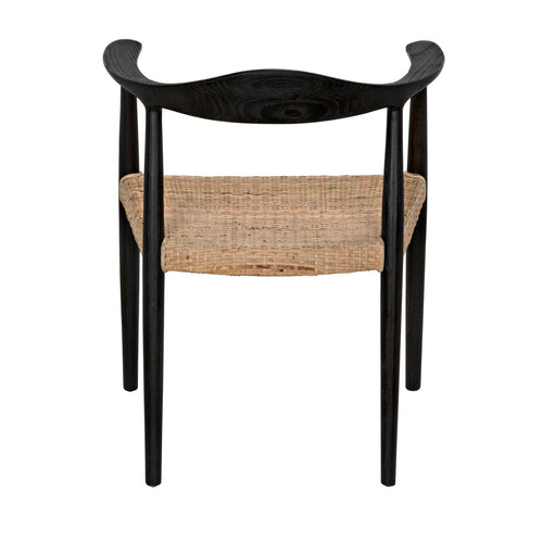 Noir Dallas Chair, Black Burnt With Rattan