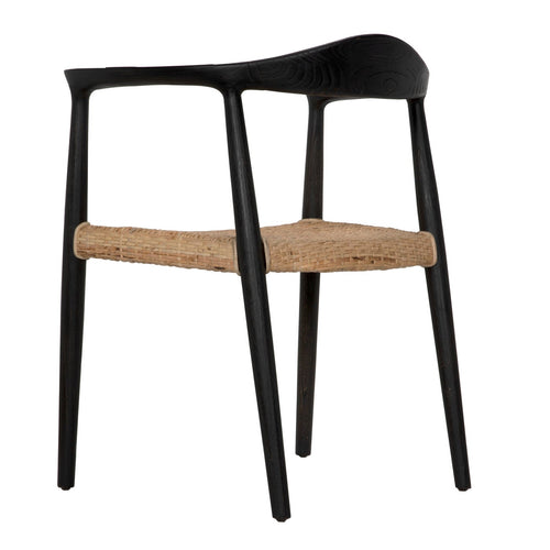 Noir Dallas Chair, Black Burnt With Rattan