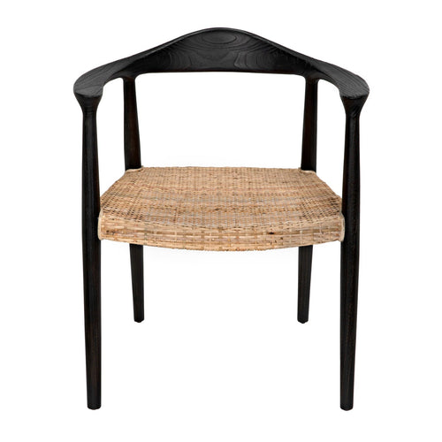 Noir Dallas Chair, Black Burnt With Rattan