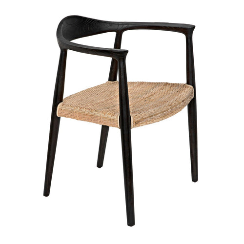 Noir Dallas Chair, Black Burnt With Rattan