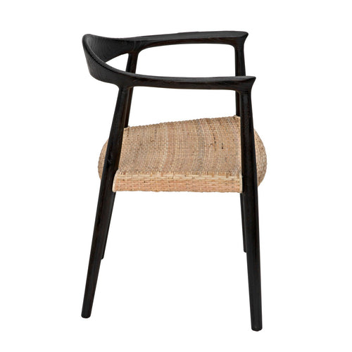 Noir Dallas Chair, Black Burnt With Rattan