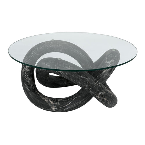 Noir Phobos Coffee Table, Cinder Black With Glass