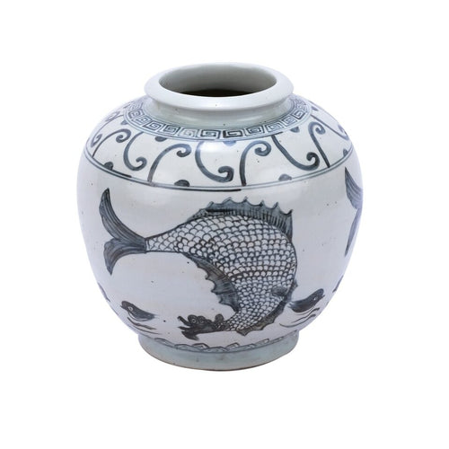 Indigo Yuan Fish Open Top Jar By Legends Of Asia