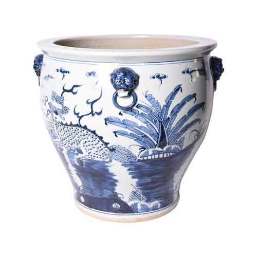 Legend of Asia Blue & White Kylin Bowl Shape Planter