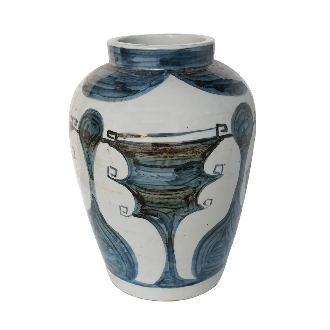 Blue And White Abstract Painting Jar By Legends Of Asia