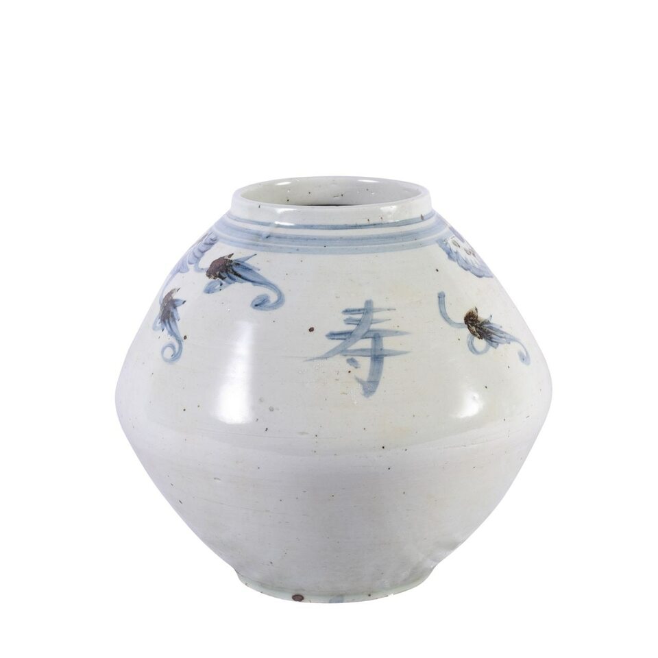 Blue & White Silla Longevity Tappered Pot by Legend of Asia