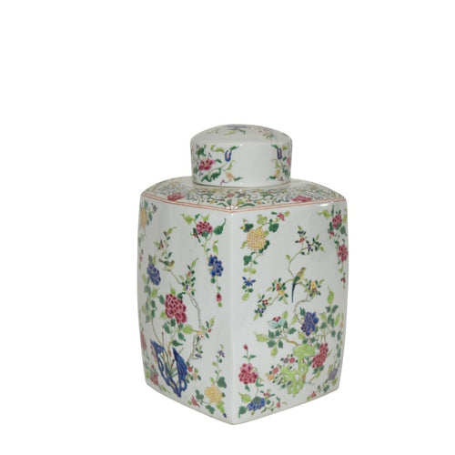 Chinoisery Floral Cylinder Tea Jar by Legend of Asia