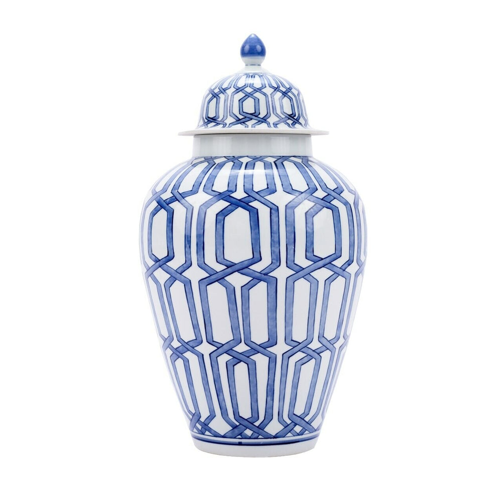 Blue & White Crossing Diamond Heaven Jar
