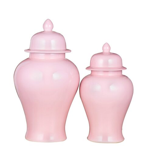 Blush Pink Porcelain Temple Jar