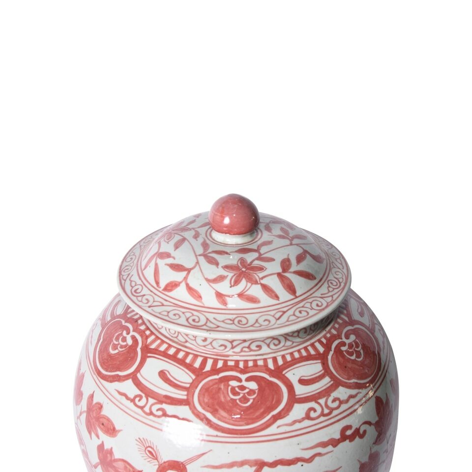 Coral Red Ginger Jar Bird Motif by Legend of Asia