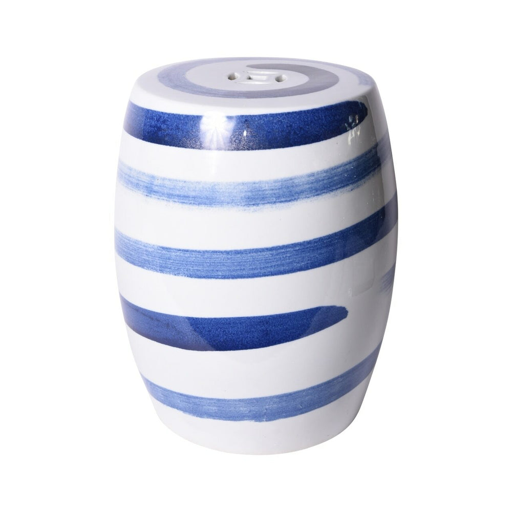 Blue & White Spin Brushstroke Porcelain Garden Stool