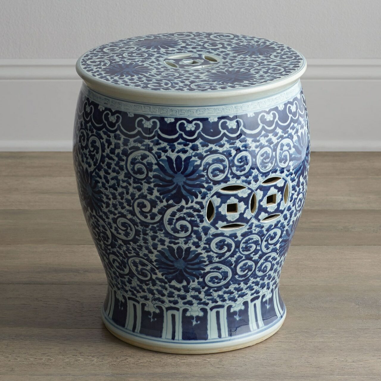 Twisted Lotus Drum Stool, Blue by legend of Asia