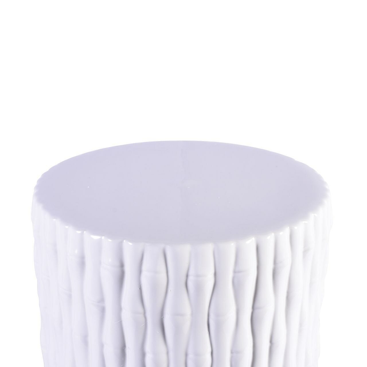 White Cylinder Porcelain Garden Stool, Bamboo Carving
