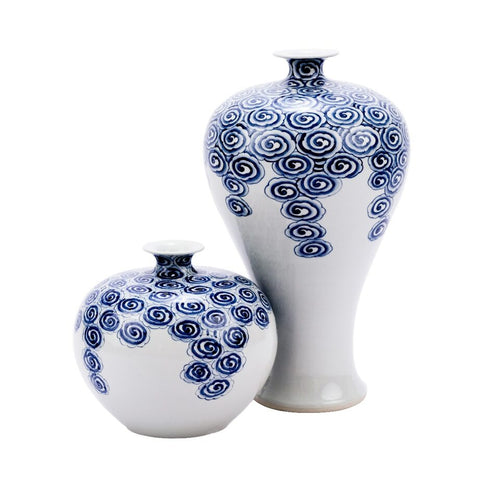 Blue and White Drifting Cloud Plum Vase By Legends Of Asia