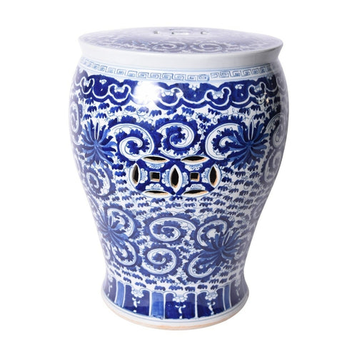 Twisted Lotus Drum Stool, Blue by legend of Asia