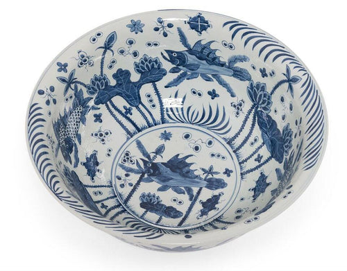 Blue and White Fish Bowl By Legends Of Asia