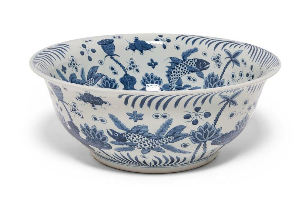 Blue and White Fish Bowl By Legends Of Asia