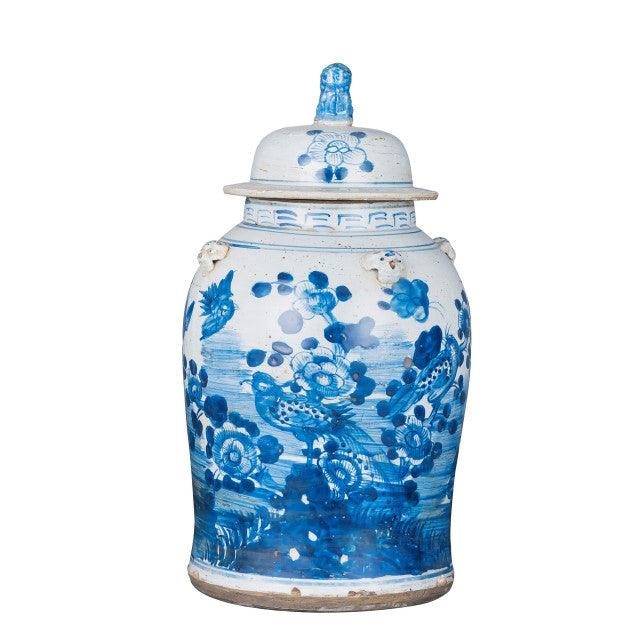 Vintage Temple Jar Flower Bird Motif By Legends Of Asia