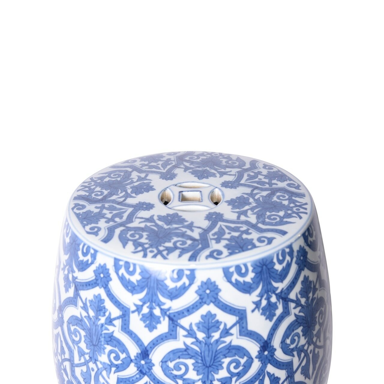 Block Print Paris Garden Stool, Blue/White