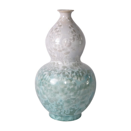 White Green Crystal Shell Gourd Vase