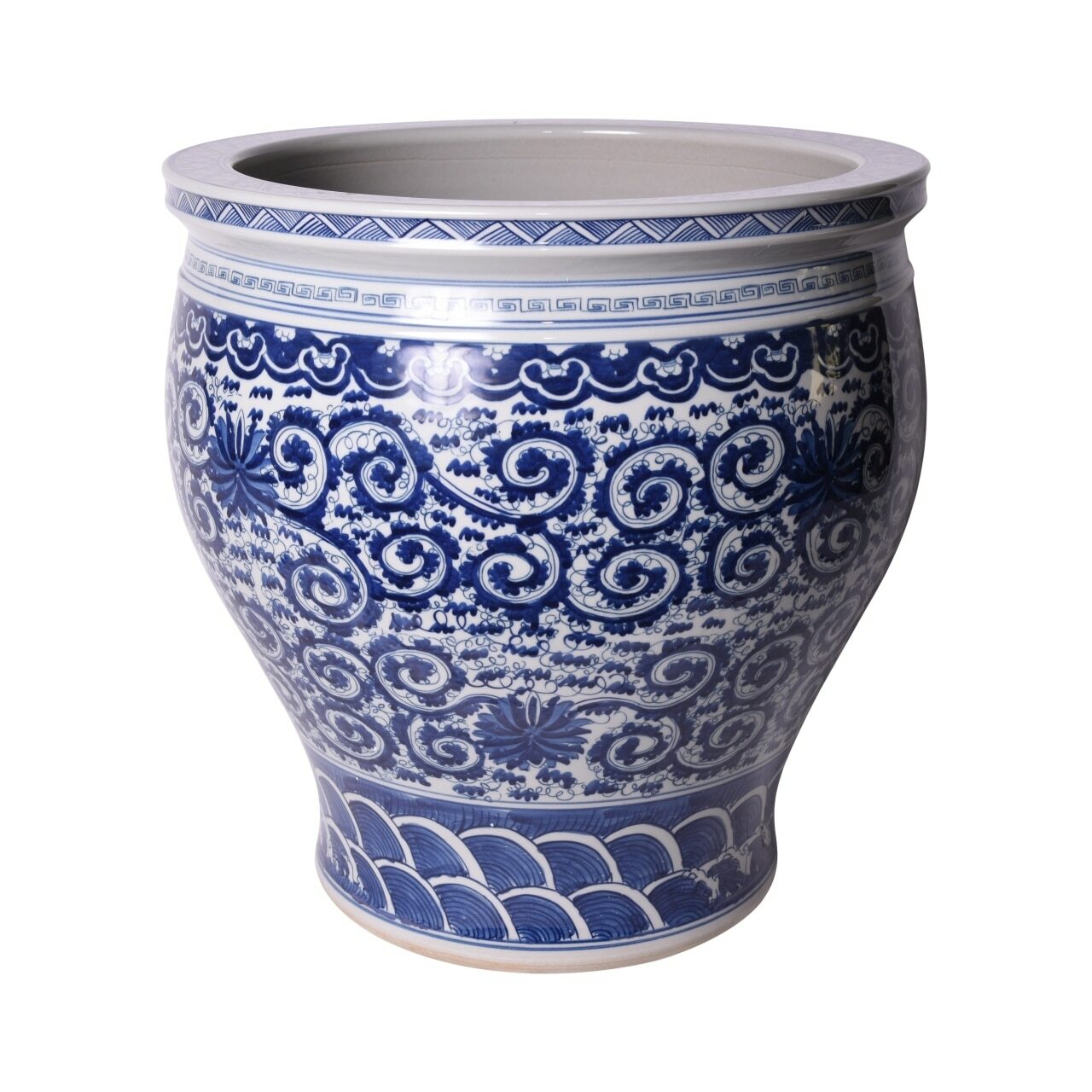 Legend of Asia Blue & White Twisted Lotus Bowl Planter