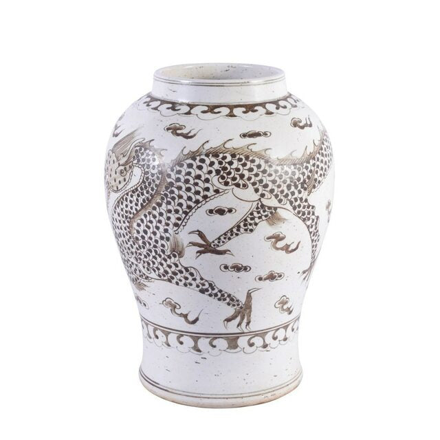 Brown Hong Wu Flaring Rim Jar Dragon Motif By Legends Of Asia
