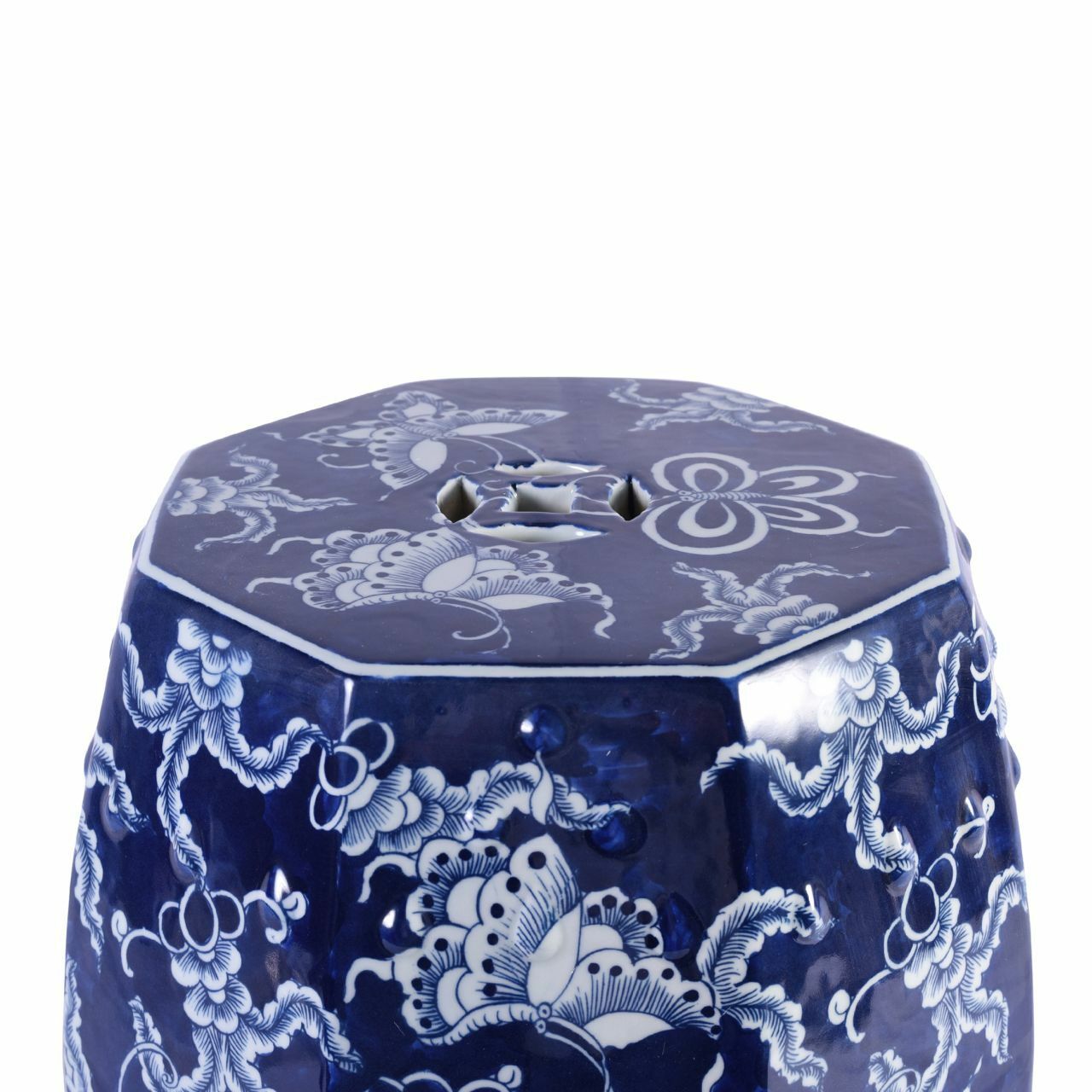 Hexagonal Butterfly Garden Stool, Blue by Legends of Asia