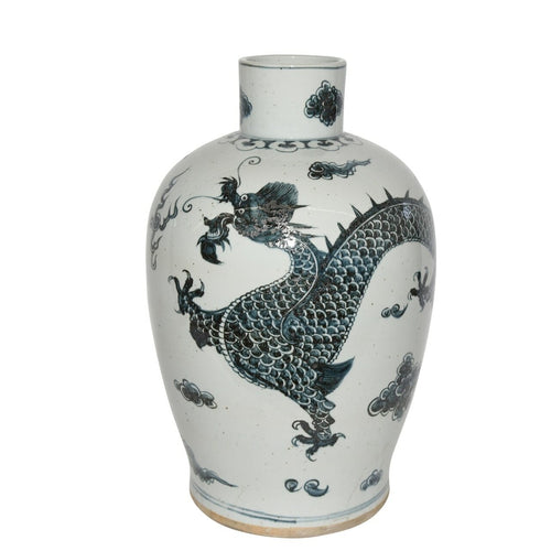 Indigo Baluster Dynasty Porcelain Dragon Vase by Legend of Asia