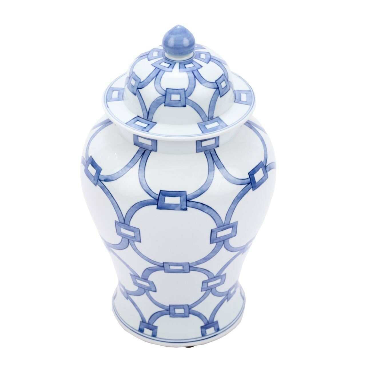 Legends Of Asia Blue And White Porcelain Lover Locks Temple Jar