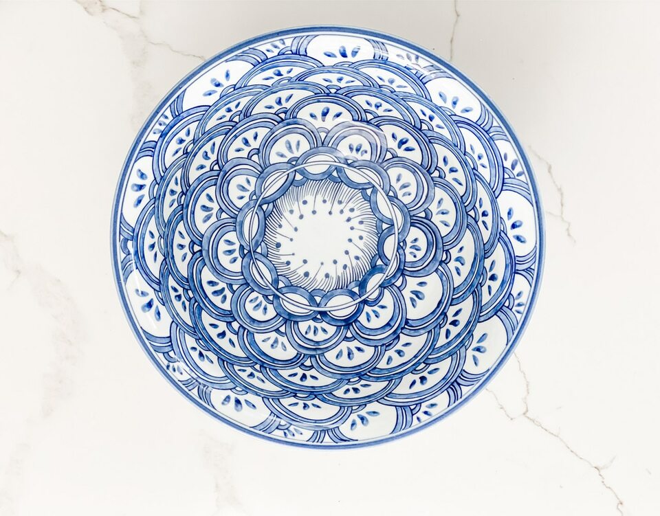 Blue And White Porcelain Bowl Sea Wave Motif